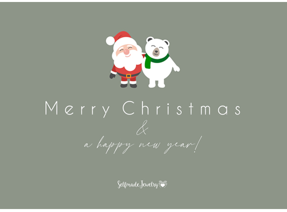 Weihnachtskarte Weihnachtsmann und Eisbär