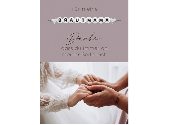 Brautmama Armband auf Geschenkkarte in Aubergine