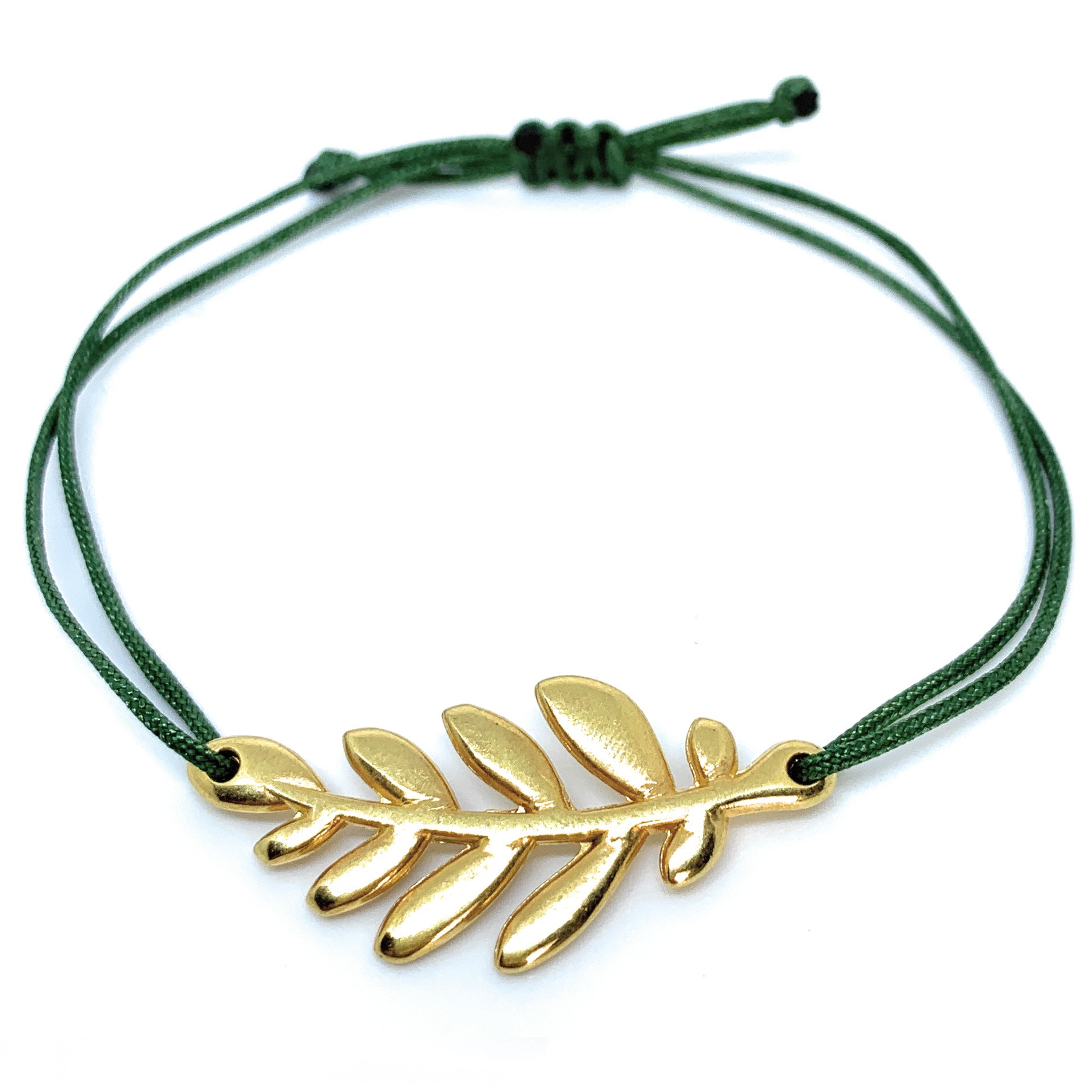 Olivenzweig Armband Gold - Olivgrün