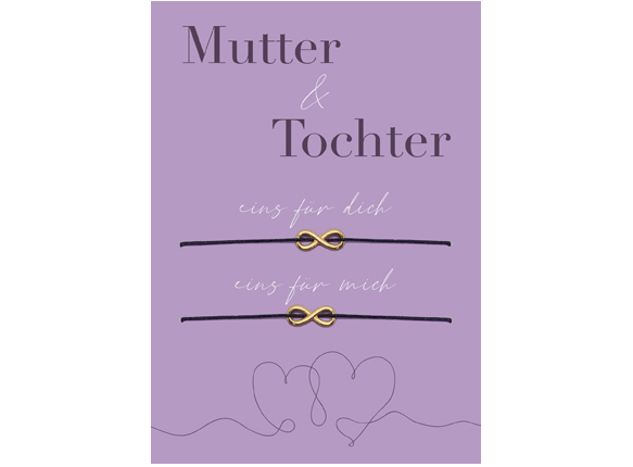 Mutter-Tochter-Karte mit Armbändern in Rosegold und Schwarz
