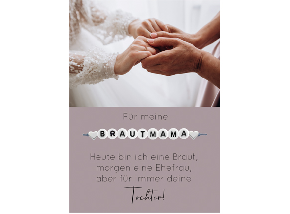 Brautmama Armband auf Karte mit Händen